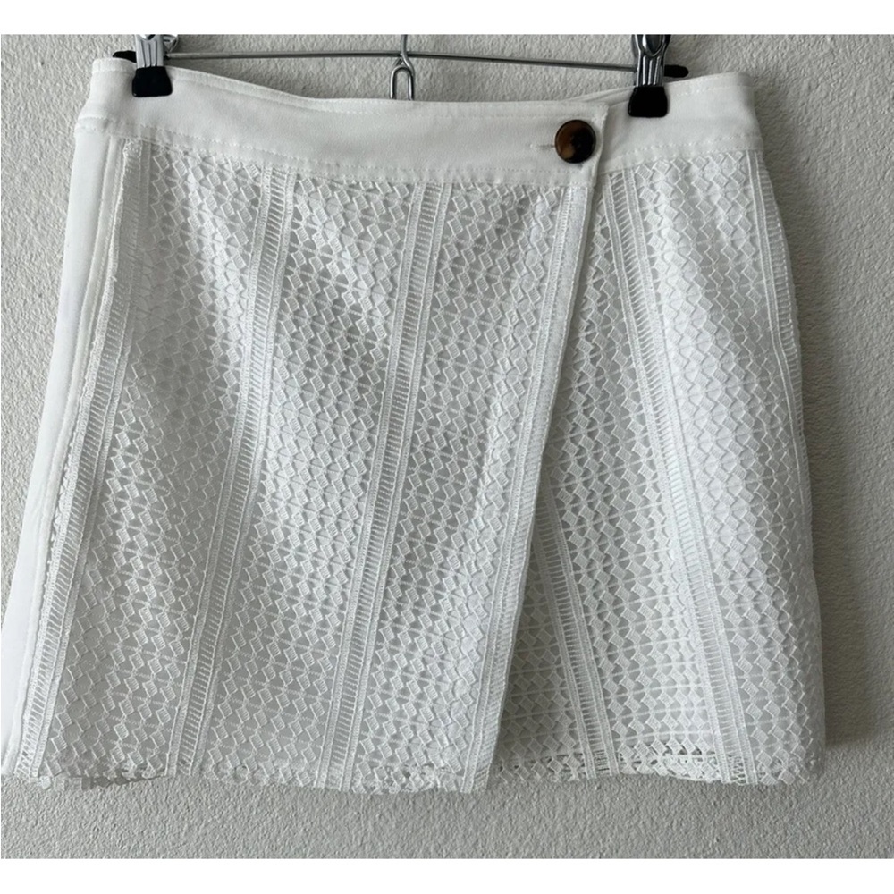 10 Crosby Derek Lam Womens Lace Wrap Mini Skirt White  Size 4